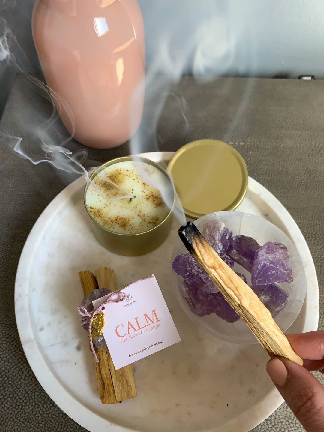 'CALM' Intention Bundle [ Palo Santo + Amethyst ] - 8am Destiny