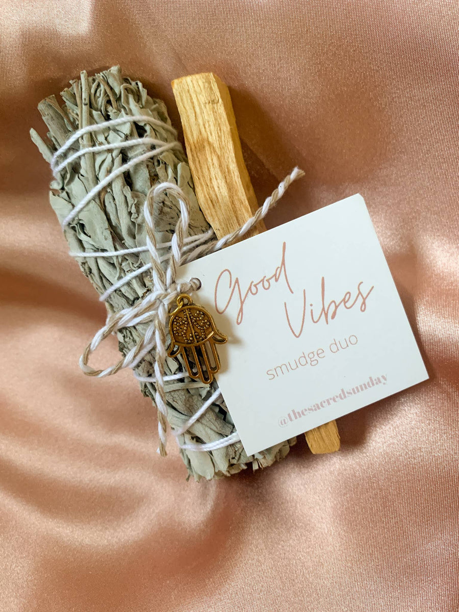 'Good Vibes' Smudge Duo [White Sage + Palo Santo] - 8am Destiny